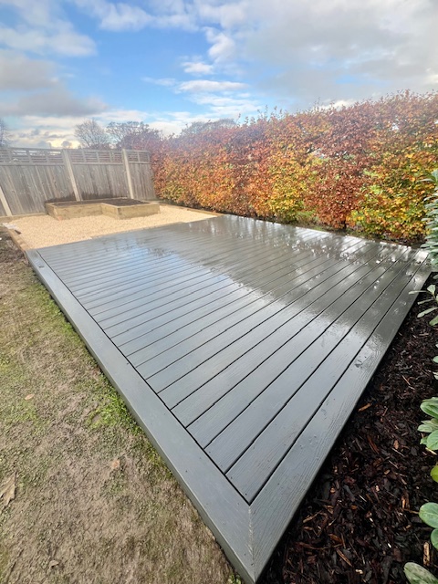 Grey solid wood composite deck